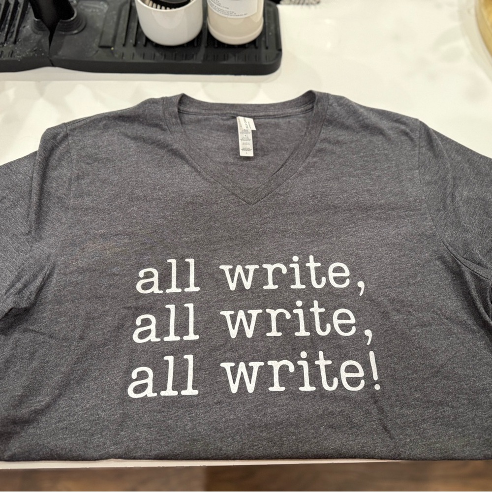 Bella Canvas Charcoal V-Neck Tee with White Text- Great for Teachers